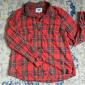 Red Tartan Plaid Flannel Button Down - Sz L